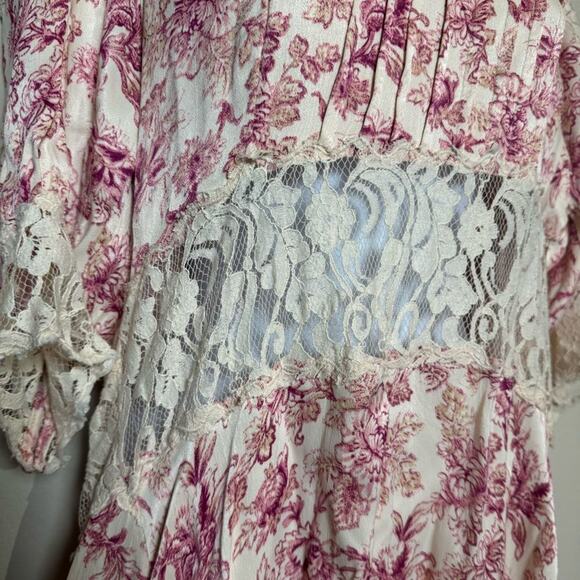 free people | nwot lucie silky floral lace panel open back mini dress sz 12 - Picture 6 of 10